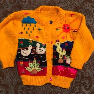 Hand knit & embroidered tot sweater
